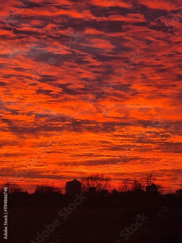 incredible, surreal and magical Sunset Sky (non edited) in Berlin Johannisthal - a day to remember, with shadow play of the landscape photo