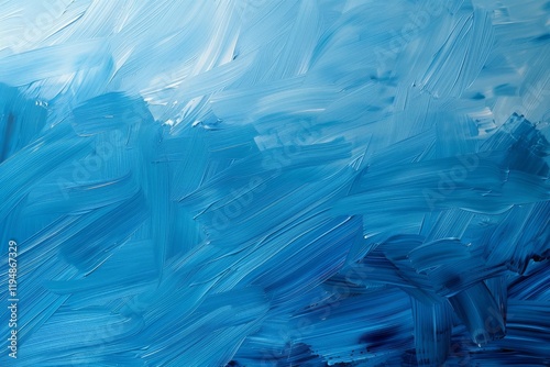 Abstract blue painting with textured brush strokes capturing serene ocean vibe