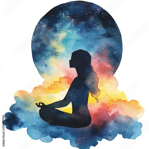 A watercolor painting of meditation tools for better sleep, isolated on a white background. Sleep aid vector.
