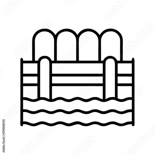 poolside fence icon, poolside fence line art - simple line art of poolside fence, perfect for poolside fence logos and icons and themed design 