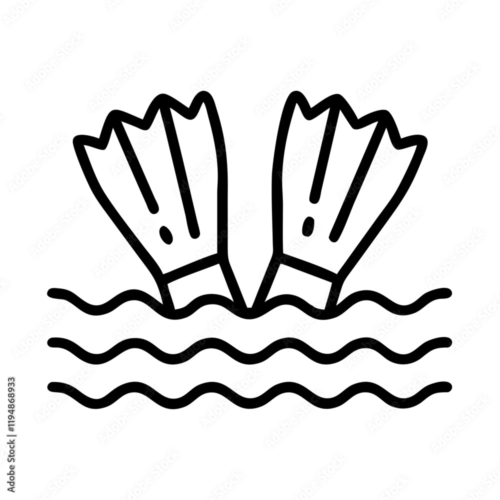 Obraz premium swim fins splashing icon, swim fins splashing line art - simple line art of swim fins splashing, perfect for swim fins splashing logos and icons and themed design 