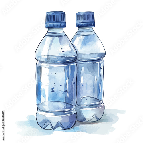 A watercolor painting of hydration for athletes, isolated on a white background. Hydration for Athletes vector.
