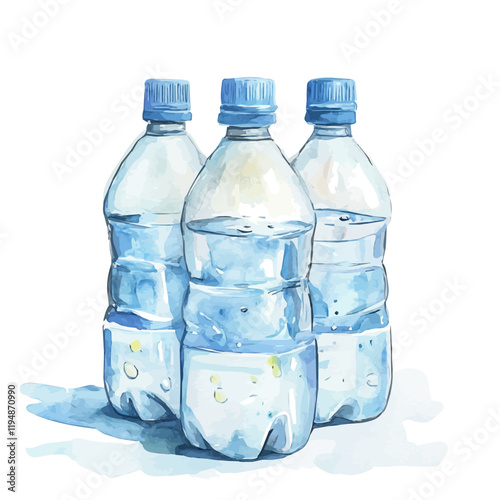 A watercolor painting of hydration for athletes, isolated on a white background. Hydration for Athletes vector.
