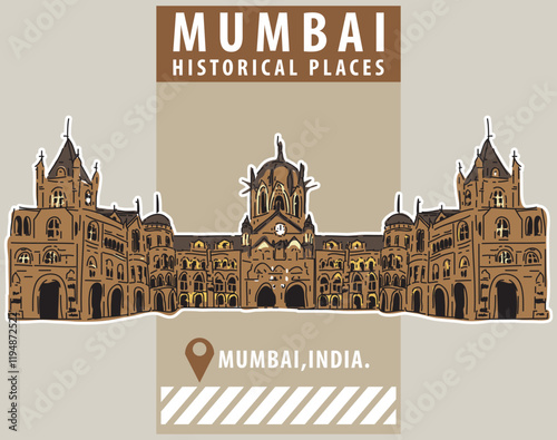 Vector city elements of historical place in Mumbai
