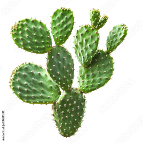 Stunning Closeup of a Prickly Pear Cactus Pad, Vibrant Green Hues, Detailed Texture, Isolated on Black Background Botanical Beauty