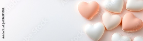Minimalist heart shape on gradient background concept. Colorful heart-shaped cookies on a textured surface