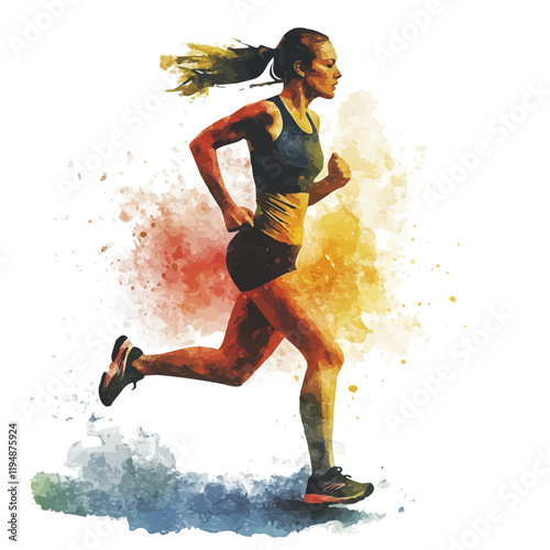 A watercolor clipart of HIIT High-Intensity Interval, isolated on a white background. HIIT High-Intensity Interval vector.
