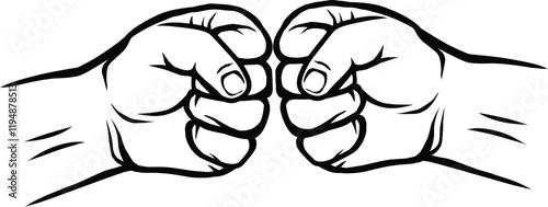 Two clenched fists bumping together
