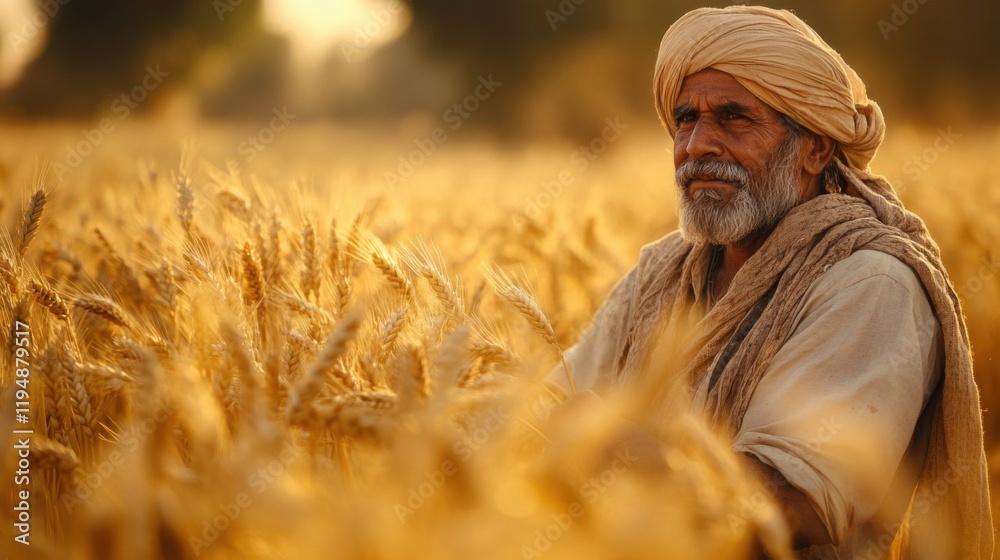 Man sitting in wheat field. Man sitting in wheat field.