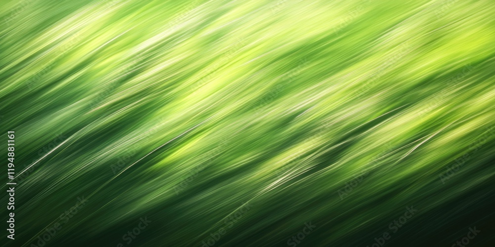 Obraz premium Abstract green grass backdrop with smooth motion blur effect showcasing varying shades of green, creating a serene natural atmosphere.