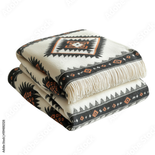 Cozy Blanket with Intricate Pattern Design Isolated on transparent background photo