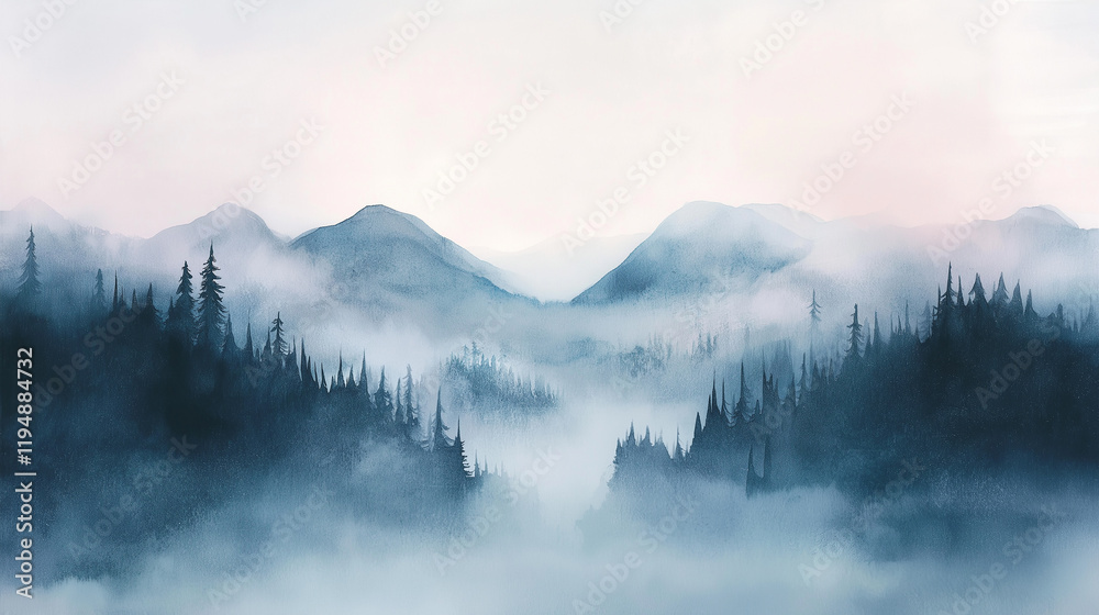 Obraz premium Mountains in the fog