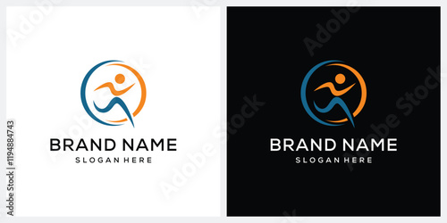 running people logo design vector