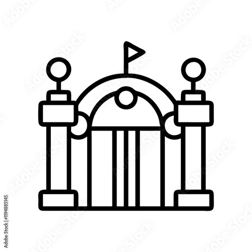 amusement park gate icon, amusement park gate line art - simple line art of amusement park gate, perfect for amusement park gate logos and icons and themed design 
