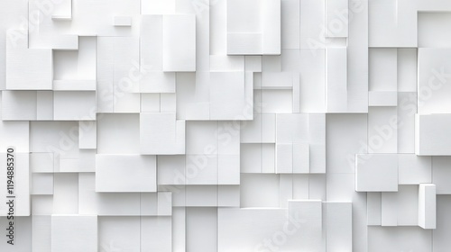 Fototapeta Naklejka Na Ścianę i Meble -  Abstract white geometric 3d block pattern wall background with a clean and modern style