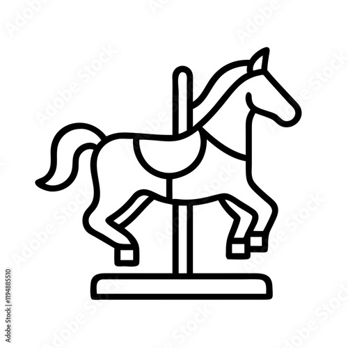 carousel horse icon, carousel horse line art - simple line art of carousel horse, perfect for carousel horse logos and icons and themed design 