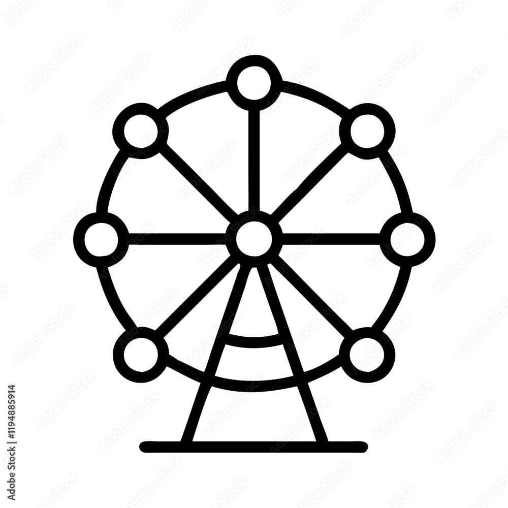 ferris wheel icon, ferris wheel line art - simple line art of ferris wheel, perfect for ferris wheel logos and icons and themed design ferris wheel icon, ferris wheel line art - simple line art of ferris wheel, perfect for ferris wheel logos and icons and themed design