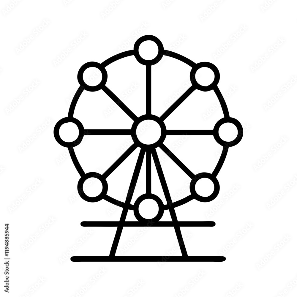 ferris wheel at night icon, ferris wheel at night line art - simple line art of ferris wheel at night, perfect for ferris wheel at night logos and icons and themed design ferris wheel at night icon, ferris wheel at night line art - simple line art of ferris wheel at night, perfect for ferris wheel at night logos and icons and themed design