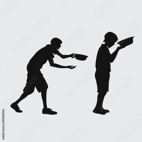 Hungry man  image silhouette vector art and illustration
