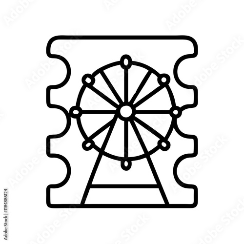 ferris wheel ticket icon, ferris wheel ticket line art - simple line art of ferris wheel ticket, perfect for ferris wheel ticket logos and icons and themed design 