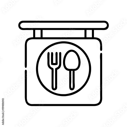 food court sign icon, food court sign line art - simple line art of food court sign, perfect for food court sign logos and icons and themed design 