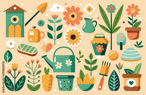 Minimalist flower and garden sticker collection for spring decor