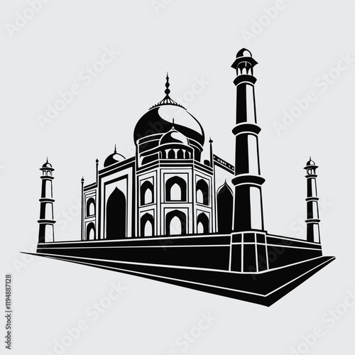 Taj-mahal image silhouette vector art and illustration