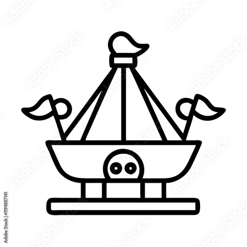 pirate themed ride icon, pirate themed ride line art - simple line art of pirate themed ride, perfect for pirate themed ride logos and icons and themed design  photo