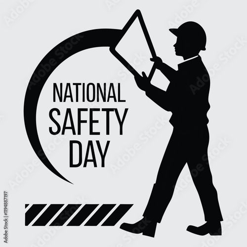 National safety day image silhouette vector art and illustration