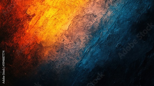 Abstract background featuring a diagonal color split of warm orange and cool blue hues