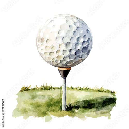 A watercolor drawing of golf, isolated on a white background. Golf vector.
