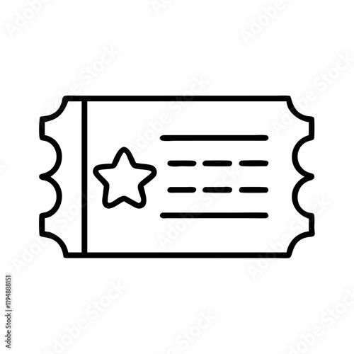 ticket stub icon, ticket stub line art - simple line art of ticket stub, perfect for ticket stub logos and icons and themed design 