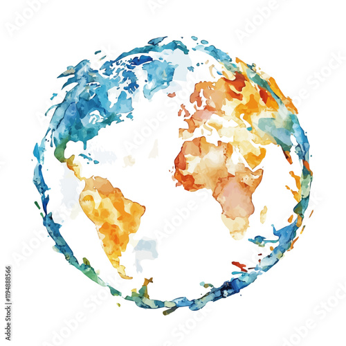 A watercolor drawing of globalization, isolated on a white background. Globalization vector.
