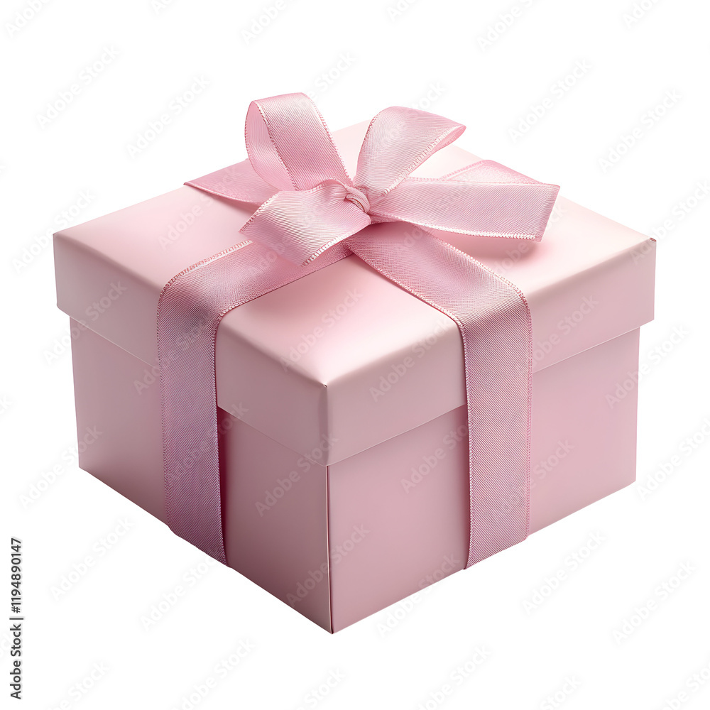 Fototapeta premium Pink Gift Box with Ribbon Isolated on White Background