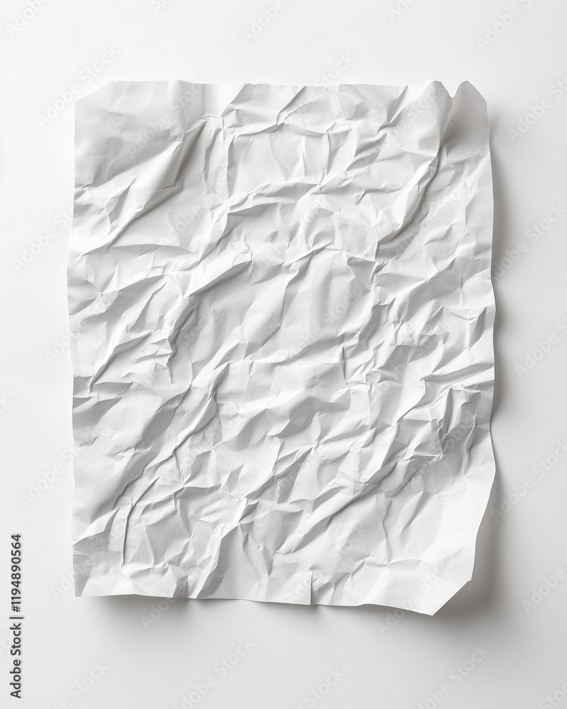 Obraz premium Crumpled white paper sheet on plain background