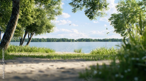 Serene Lakeside Summer Landscape