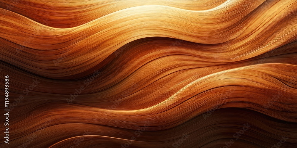 Flowing abstract background showcasing warm brown wooden texture with smooth wavy lines creating depth and dimension, softly illuminated highlights. Flowing abstract background showcasing warm brown wooden texture with smooth wavy lines creating depth and dimension, softly illuminated highlights.