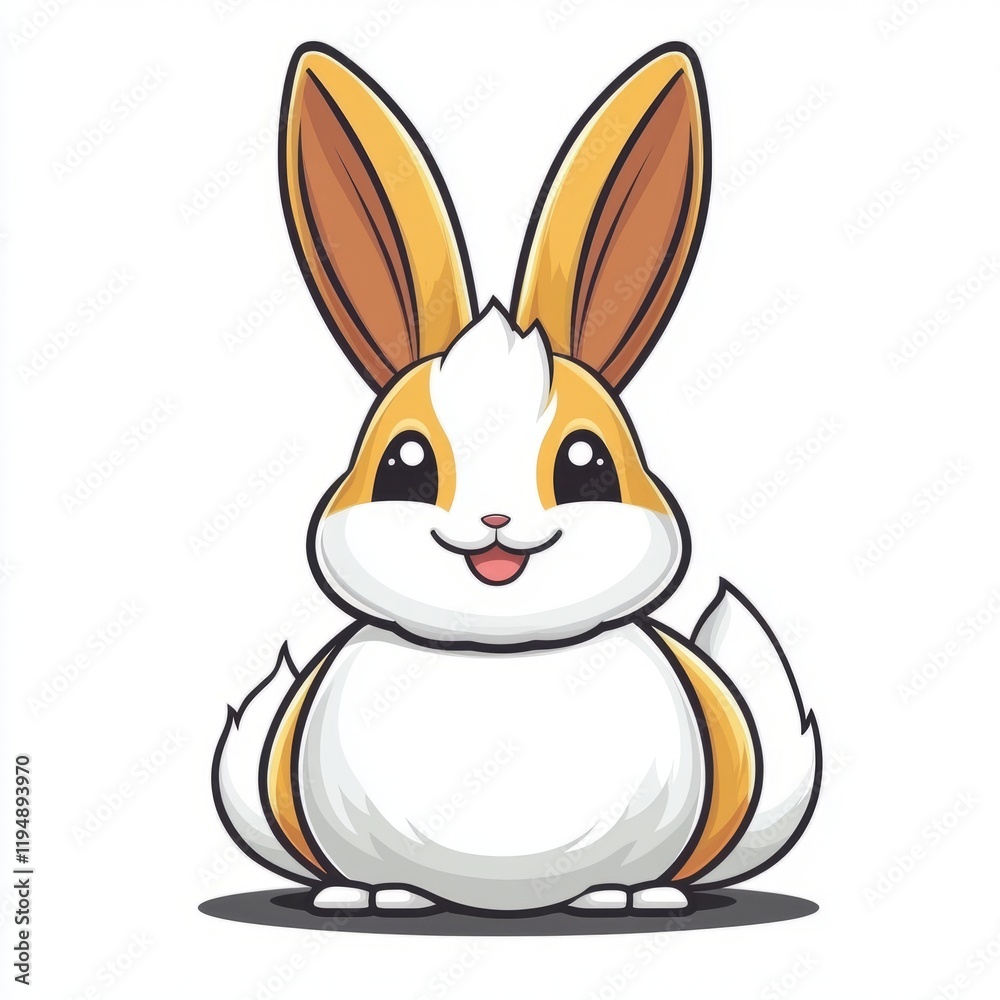 Obraz premium Adorable Cartoon Bunny with Orange Accents