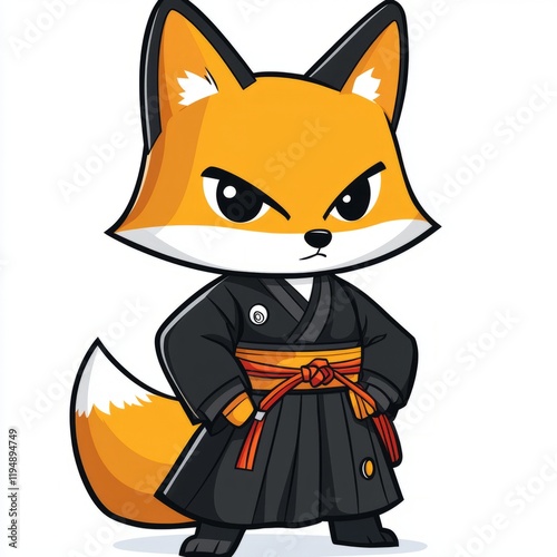 An Orange Fox Wearing A Black Martial Arts Gi photo