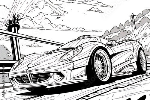 Sketch of car for colouring learning, version 1