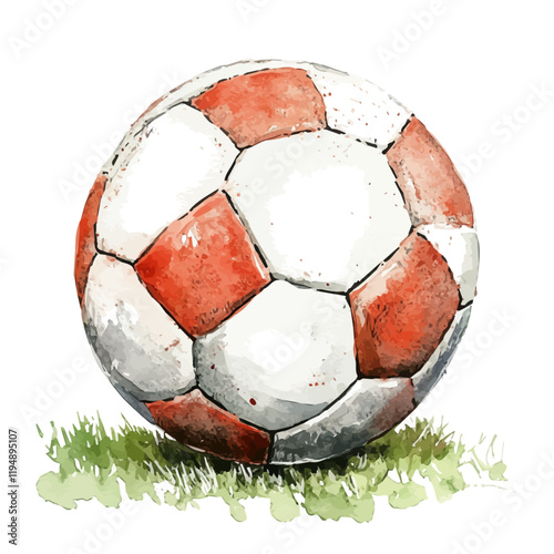 A watercolor drawing of football (soccer), isolated on a white background. Football (soccer) vector.
