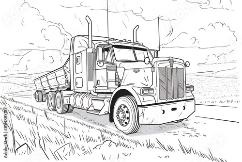 Sketch of truck for colouring learning, version 7