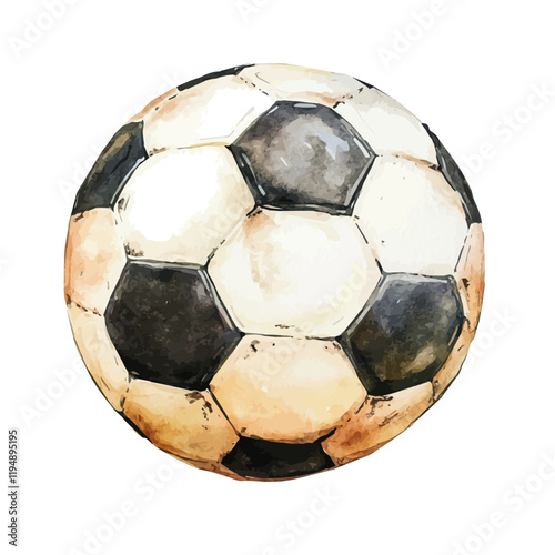A watercolor drawing of football (soccer), isolated on a white background. Football (soccer) vector.
