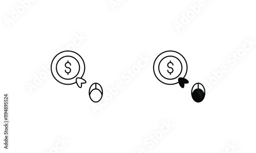 PPC icon set line and glyph vector illustration