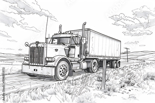 Sketch of truck for colouring learning, version 2