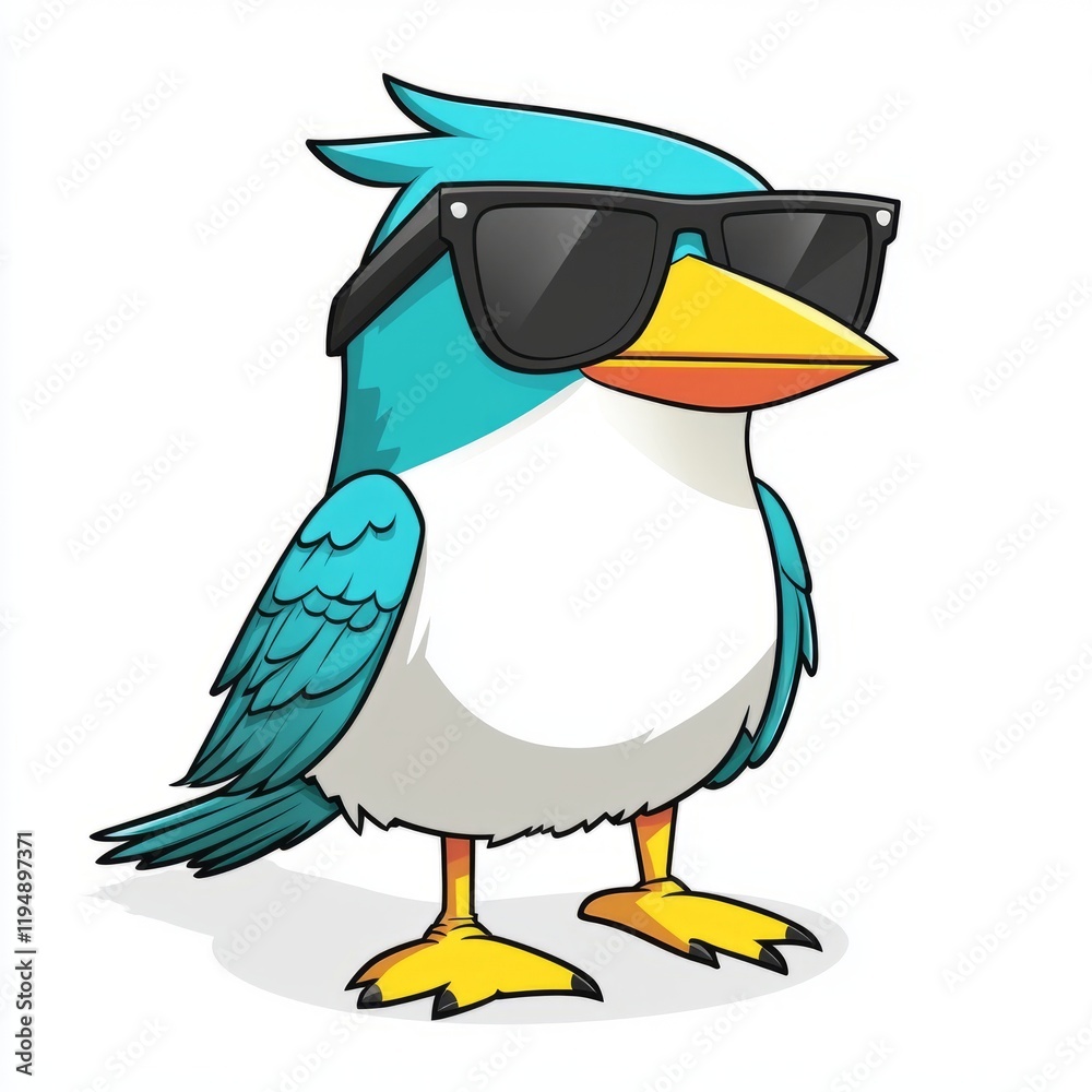 Obraz premium Cool Bird Wearing Sunglasses Cartoon Illustration