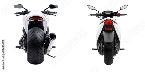 Sleek White Sports Motorcycle Rear View on Black Background