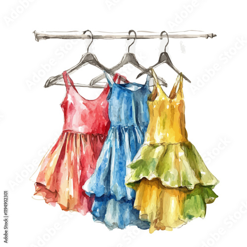 A watercolor drawing of fast fashion, isolated on a white background. Fast fashion vector.
