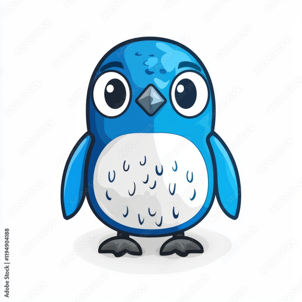 A Cute Cartoon Blue Penguin Character Design A Cute Cartoon Blue Penguin Character Design