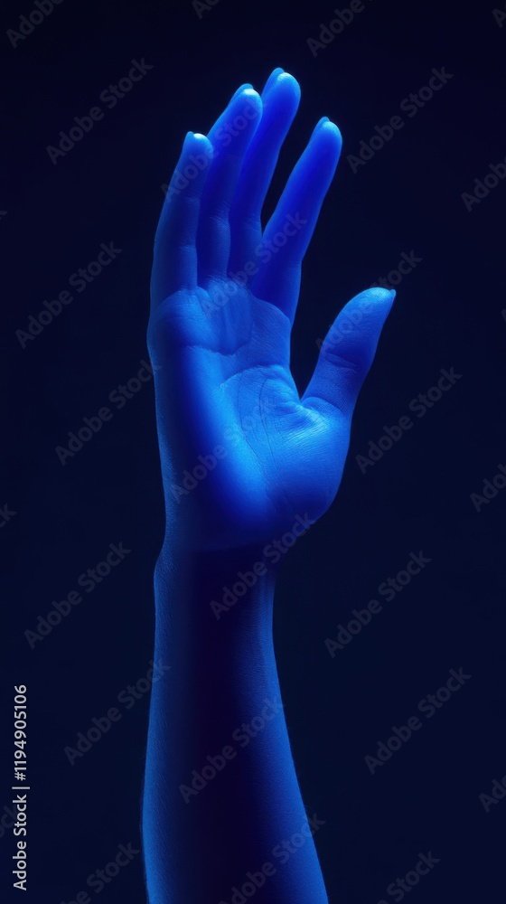 Fototapeta premium Artistic glowing blue hand.